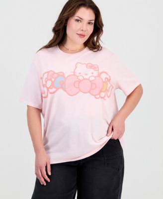 Love Tribe Trendy Plus Size Hello Kitty Bow Graphic Print T-Shirt