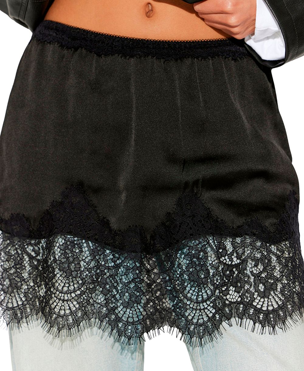 Free People Women's Meet In The Middle Lace Half Slip Mini Skirt
