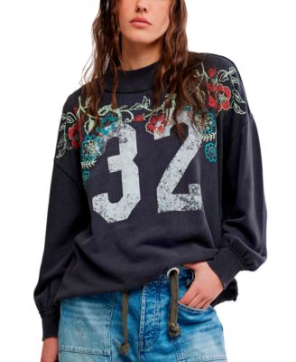 Free People Women's Cotton Slouchy Mock-Neck Sweatshirt