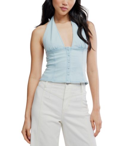 Топ denim Ramona от Free People женский, хлопковая смесь