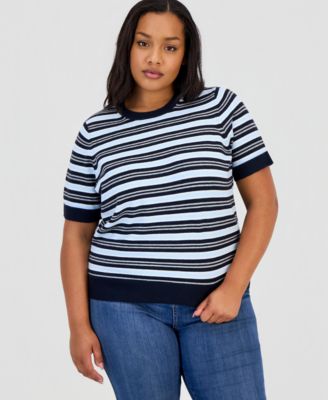 Женский вязаный трикотажный T-Shirt On 34th Trendy Plus Size Mallory Striped