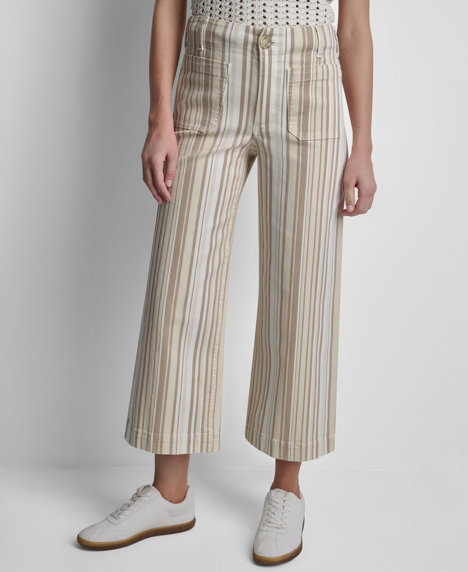 DKNY Jeans Women's High-Rise Wide-Leg Stripe Pants