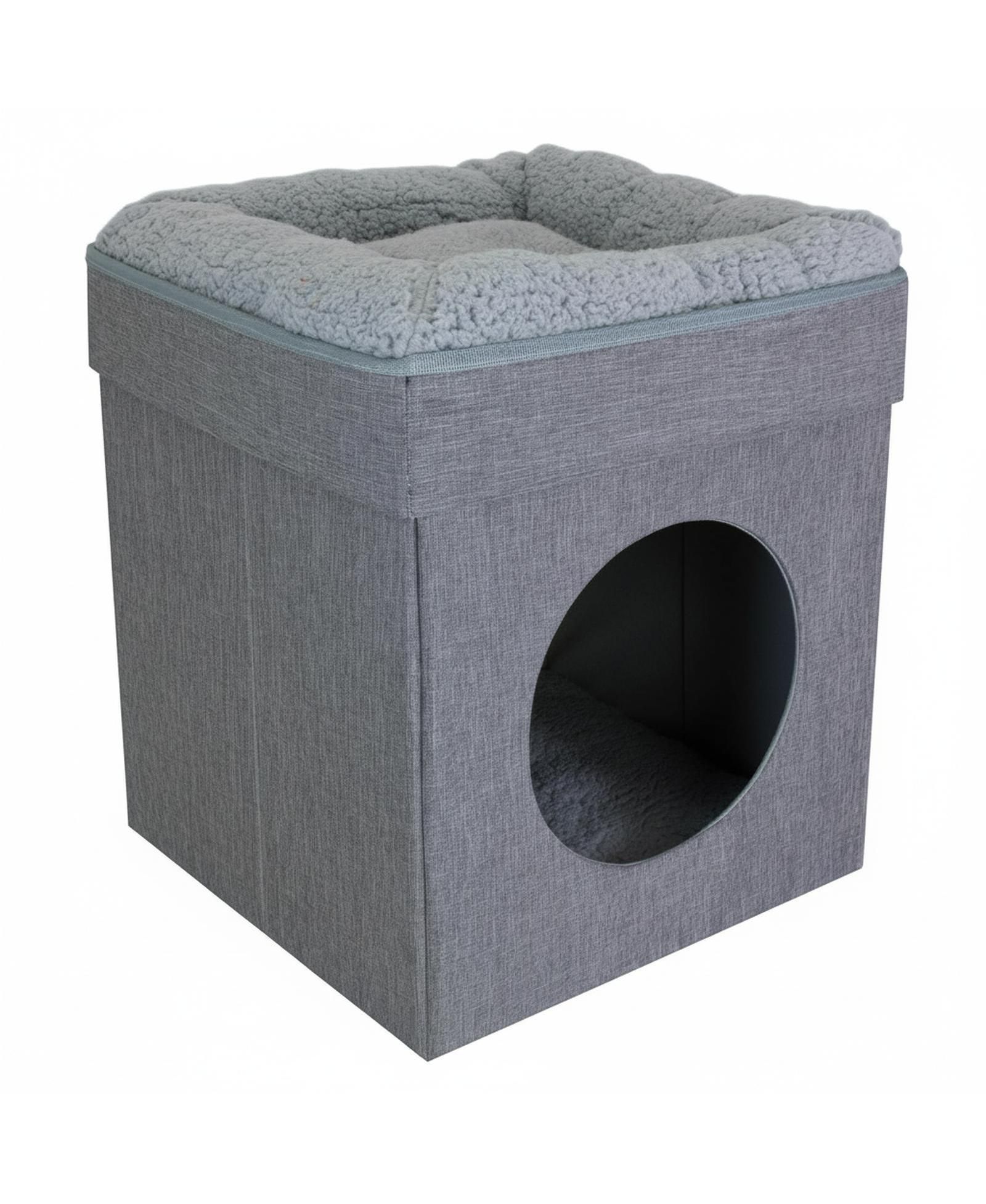 ARONKL 2 in 1 Cat Cube Bed Lounging Platform Foldable Portable with Washable Cushions