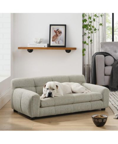 6thdruple 38 Inch Dog Sofa Bed, Green Linen Sofa with Armrest and Backrest for Large and Medium Breeds