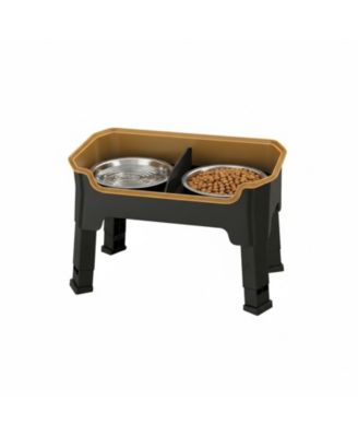 ARONKL Mess Proof Elevated Dog Bowls 4 Height Adjustable Splash Guard 2 Large Stainless Steel Bowls