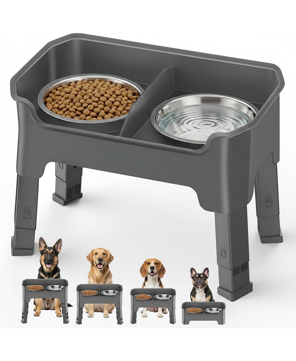 Миски для собак ARONKL Mess Proof Elevated, 2 Large Stainless Steel Bowls с регулируемой высотой