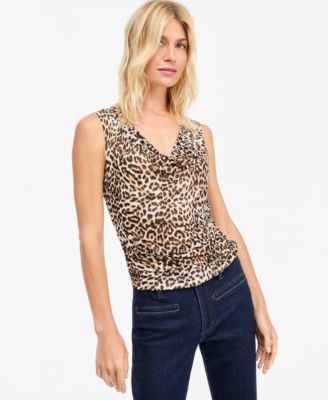 Женский сетчатый топ I.N.C. International Concepts Sleeveless Cowl-Neck Printed Mesh