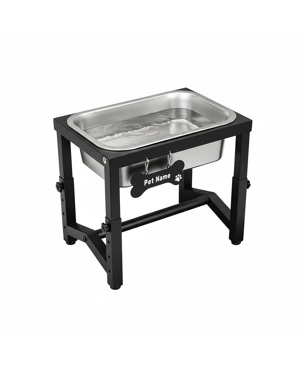 ARONKL Elevated Dog Water Bowl 4 Adjustable Heights Stainless Steel Stand for Breeds Joint Support