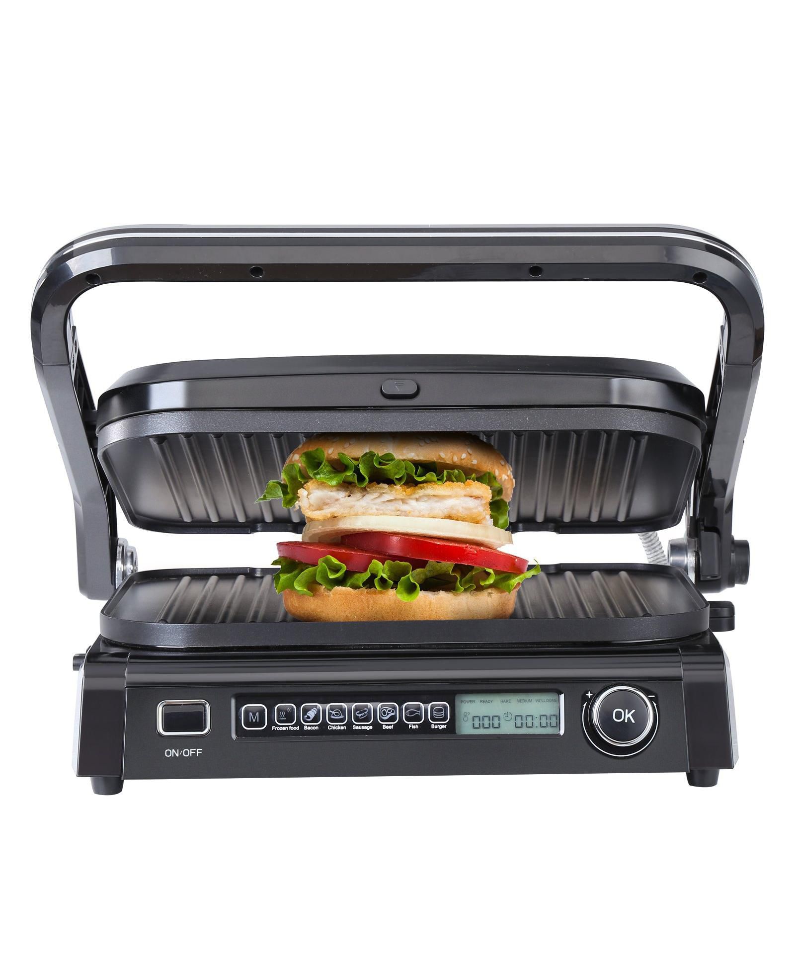 Ecooso 14.4 Inch 7-in-1 Commercial Electric Griddle, 1800W Countertop Grill with Adjustable Temperature Control