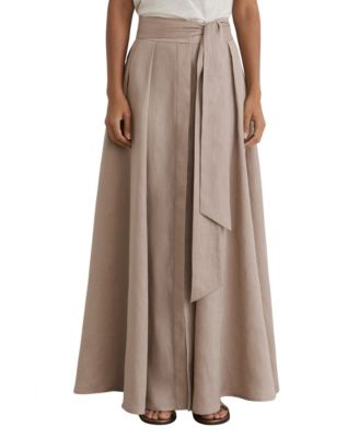 REISS Women's Jackie Linen High-Waisted Pleated Maxi Skirt