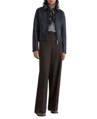 REISS Women's Sorina Moto Leather Zip-Through Jacket