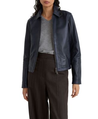 Reiss Petite Sorina Leather Moto Zip-Through Jacket