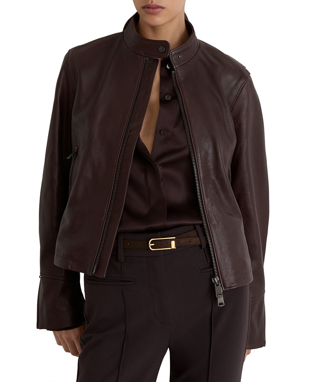 REISS Women's Erin Leather Biker Jacket