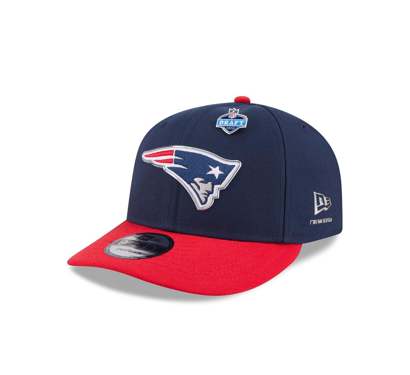 New Era Men's Navy/Red New England Patriots 2026 NFL Draft On Stage Pre-Curved 9FIFTY Snapback Hat