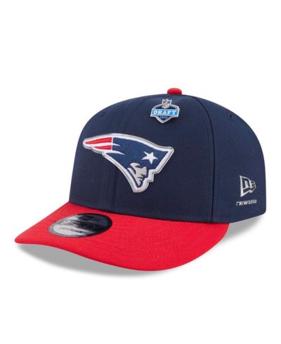 New Era Men's Navy/Red New England Patriots 2026 NFL Draft On Stage Pre-Curved 9FIFTY Snapback Hat