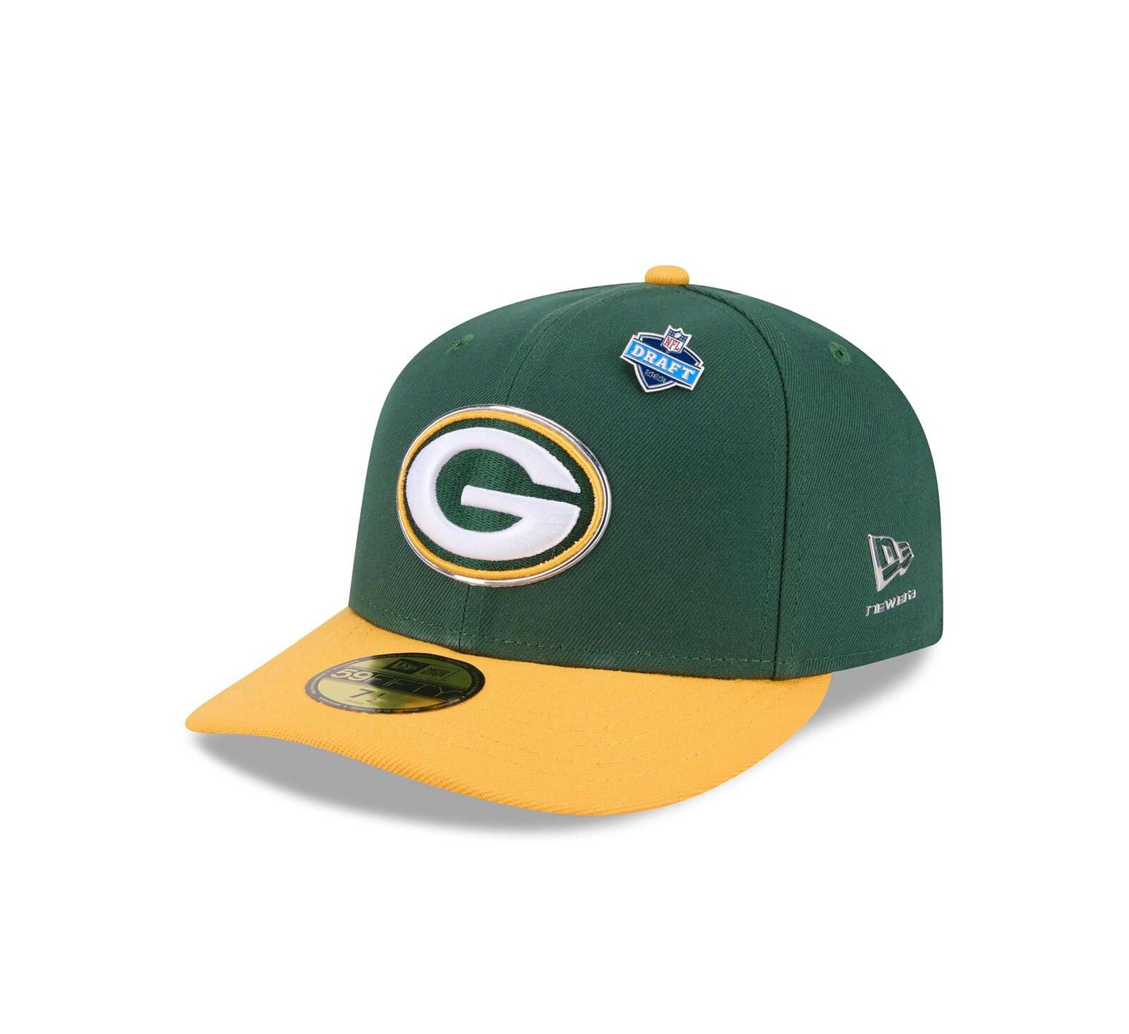 Мужская кепка New Era Green/Gold Green Bay Packers 2026 NFL Draft Pre-Curved 59FIFTY Fitted Hat