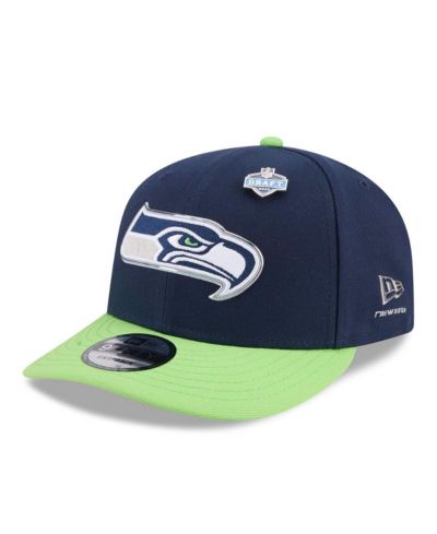 New Era Men's College Navy/Neon Green Seattle Seahawks 2026 NFL Draft On Stage Pre-Curved 9FIFTY Snapback Hat