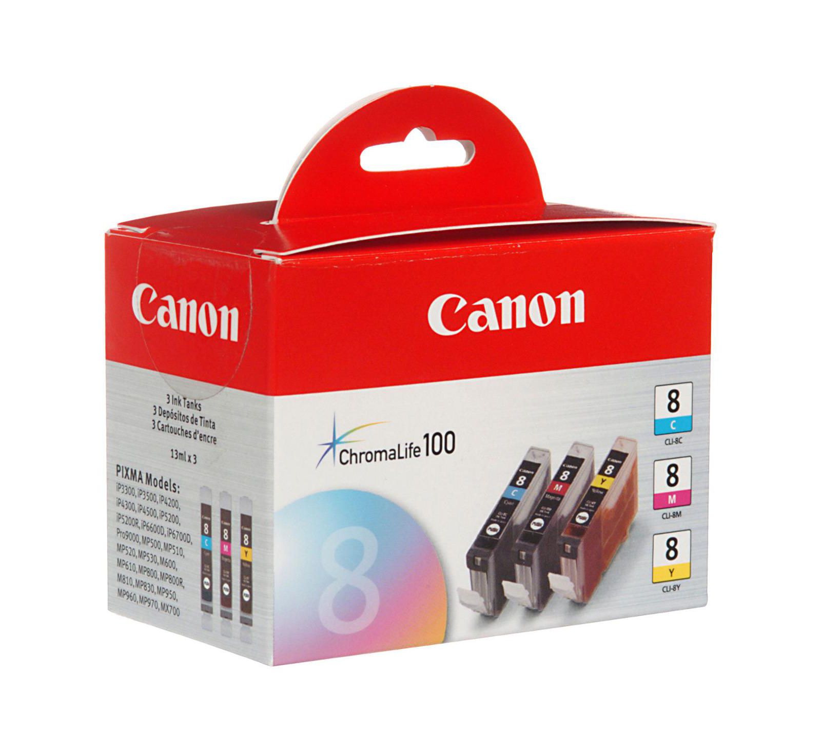 Комплект чернил Canon CLI-8 3-Color Ink Kit (Cyan, Magenta, Yellow) для принтеров PIXMA iP, MP, MX, Pro Series
