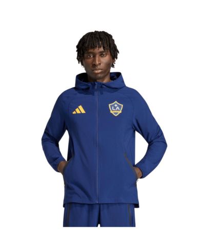 Adidas Men's Navy LA Galaxy Tiro Travel Full-Zip Hooded Windbreaker Jacket