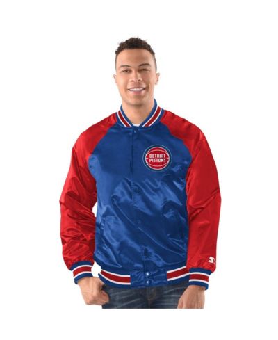 Мужская куртка Starter Blue/Red Detroit Pistons Inductee Raglan Full-Snap Varsity