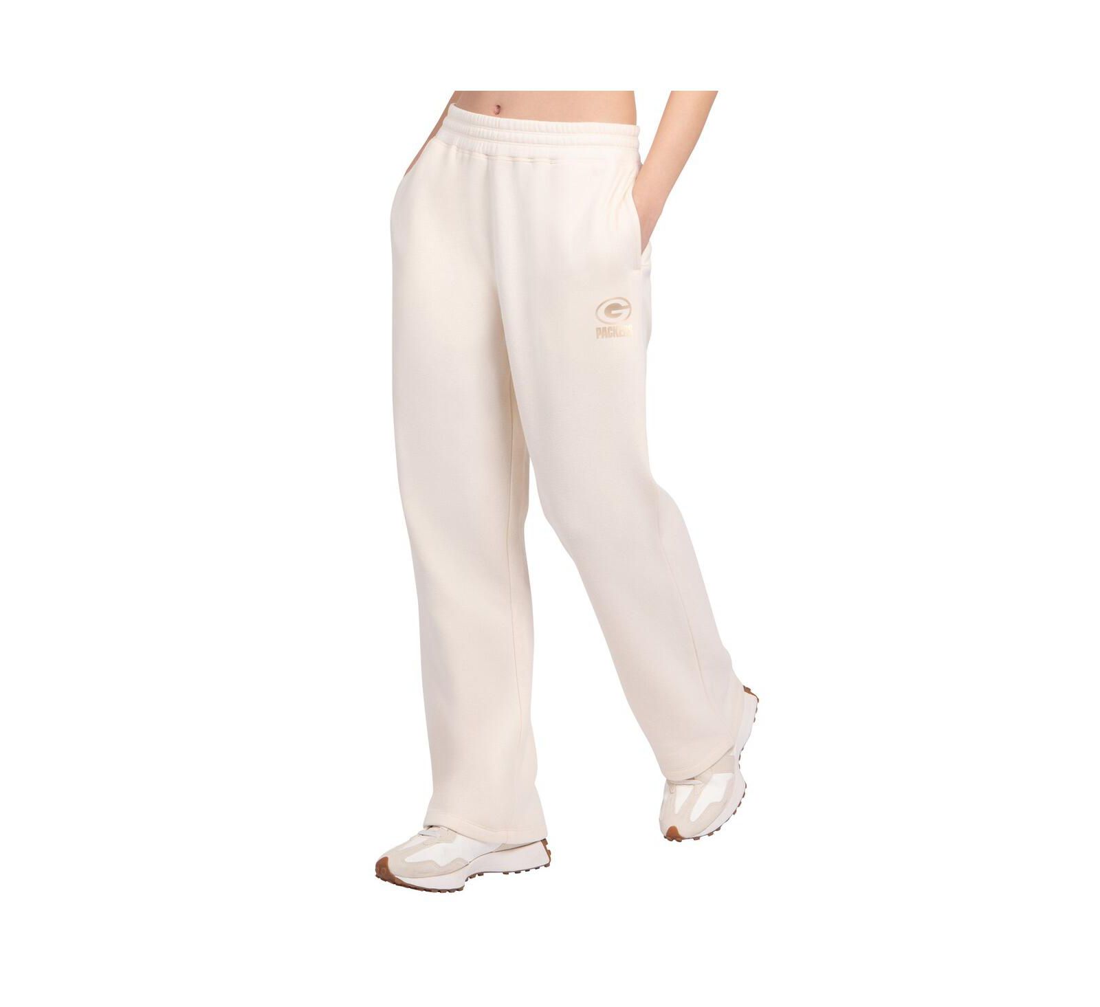 Женские флисовые брюки Starter Cream Green Bay Packers Pastel High Waisted Travel Fleece Pants