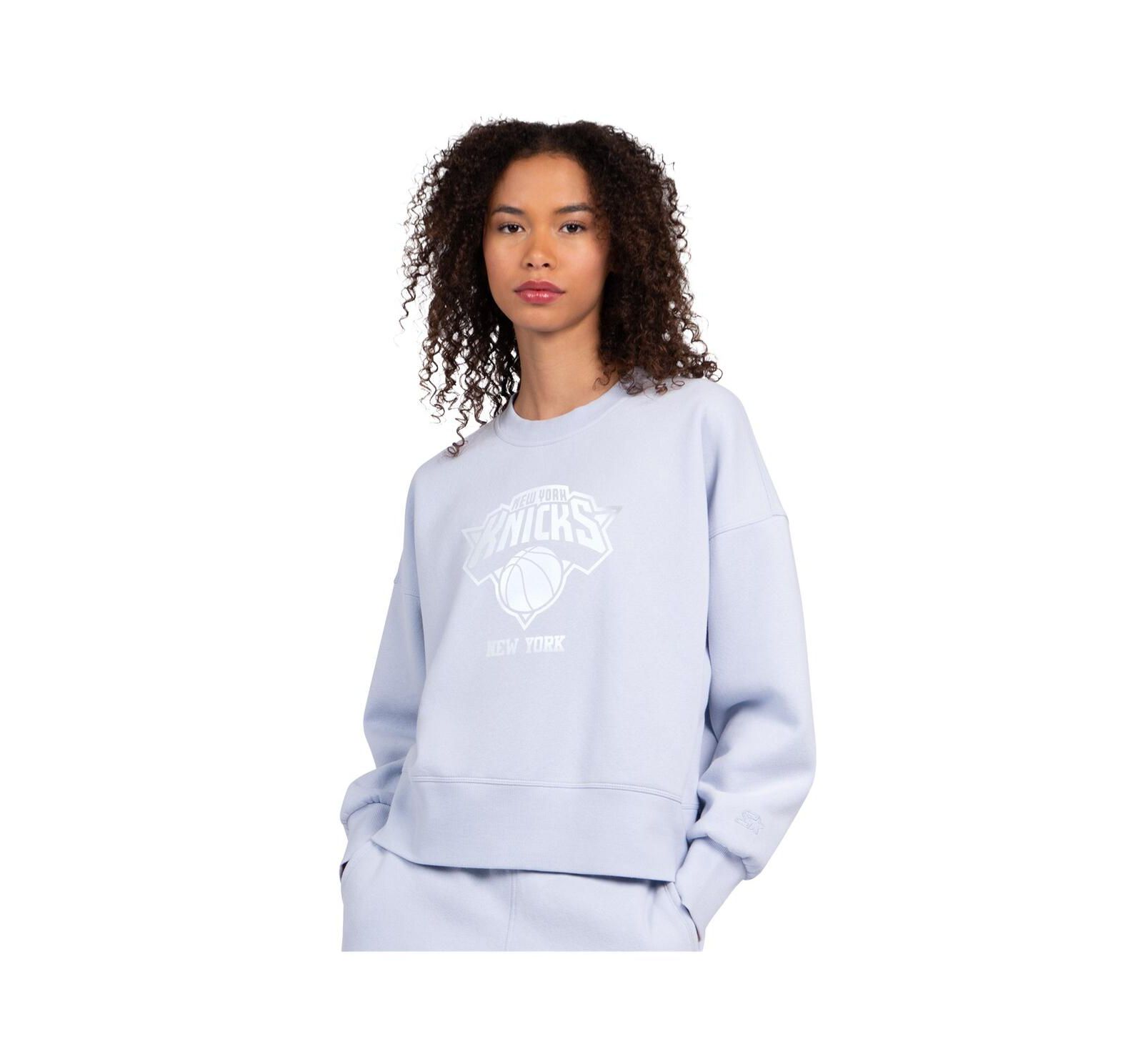 Starter Women's Light Blue New York Knicks Pastel Boxy Sweatshirt