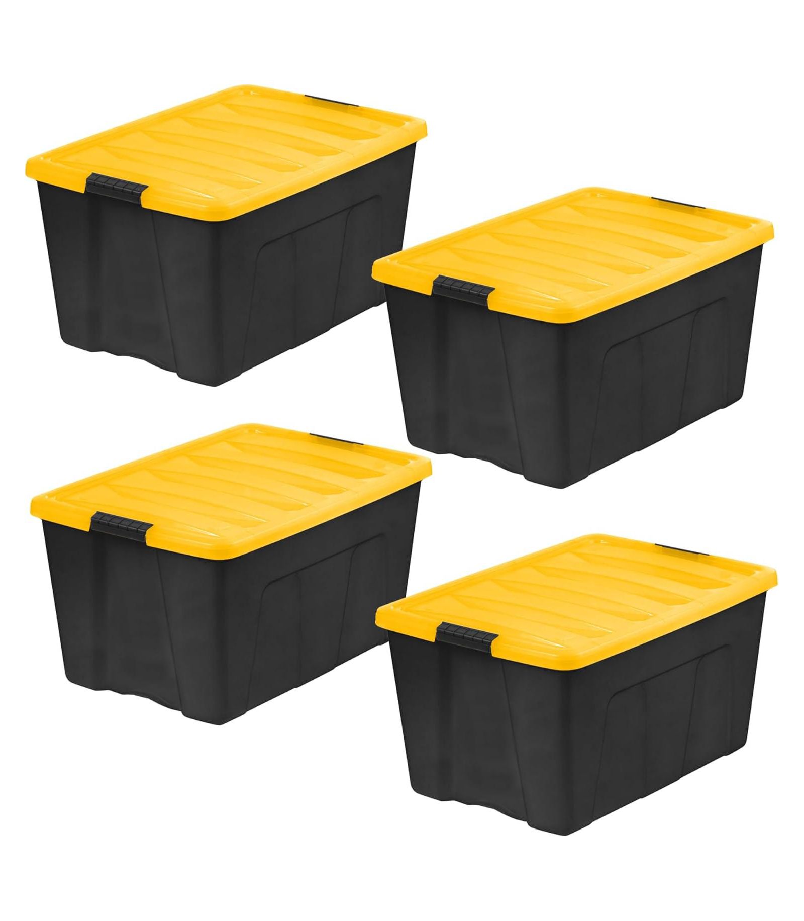 IRIS USA 94 Qt Plastic Storage Bins Stackable with Latching Lids, BPA-Free, Durable Nestable Containers, 4-Pack