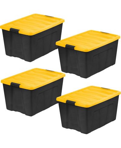IRIS USA 94 Qt Plastic Storage Bins Stackable with Latching Lids, BPA-Free, Durable Nestable Containers, 4-Pack