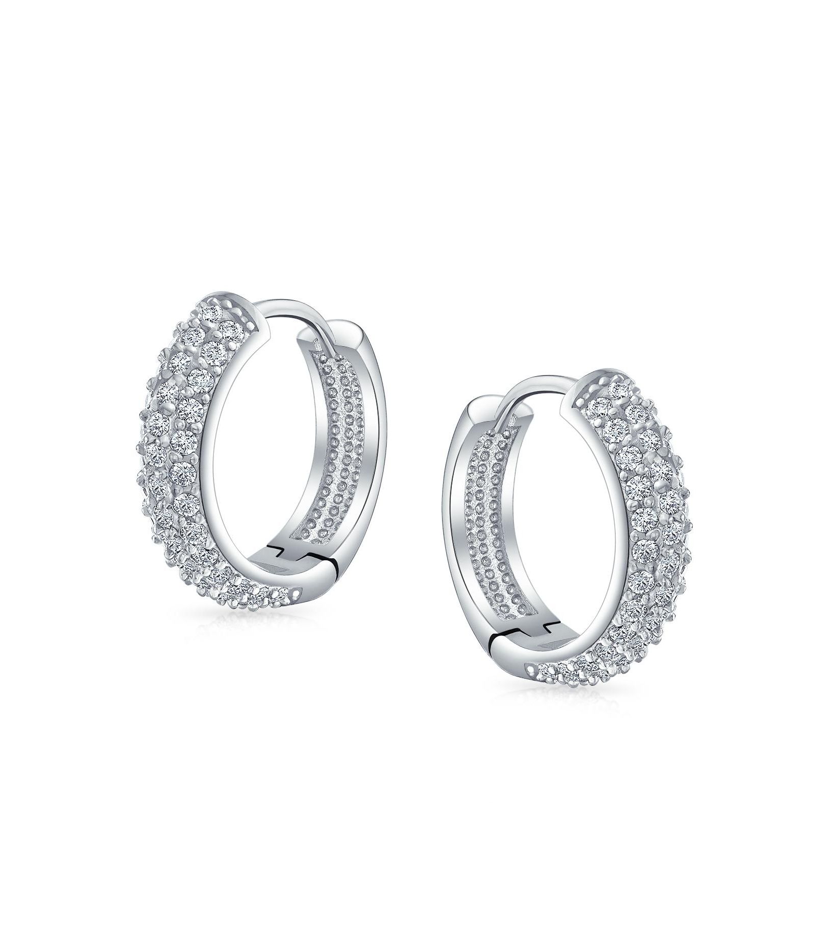 Bling Jewelry модные широкие серьги-кольца в 3 ряда с кубическим цирконием CZ, черное розовое золото с покрытием