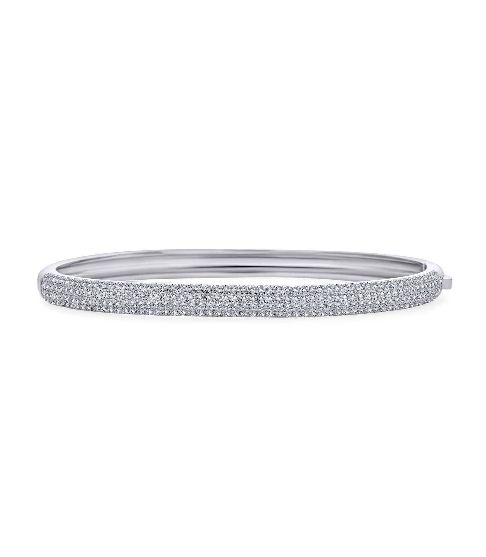 Bling Jewelry Classic CZ Micro Pave Cubic Zirconia Stackable Half Eternity Bangle Bracelet
