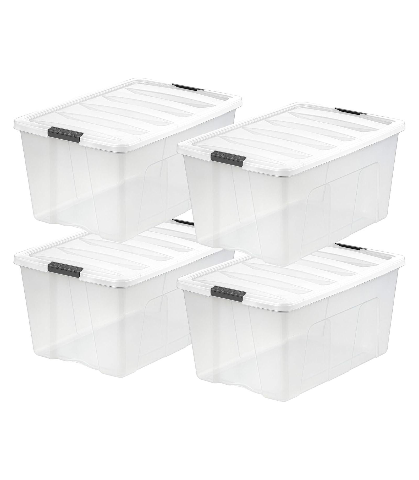 IRIS USA 94 Qt Stackable Plastic Storage Bins with Lids, 4Pk