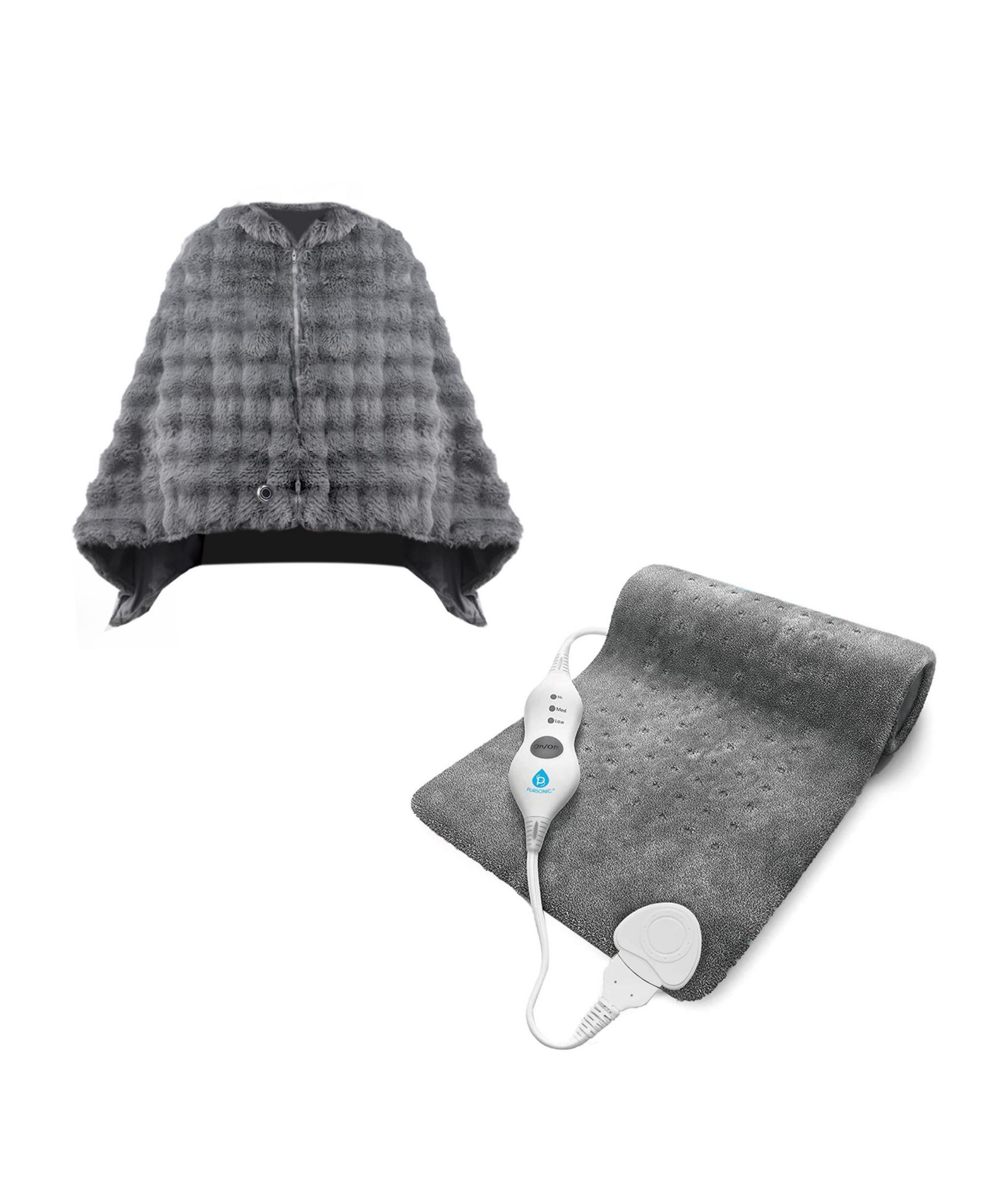PURSONIC Heated Poncho Shawl & XL Full Body Heating Pad