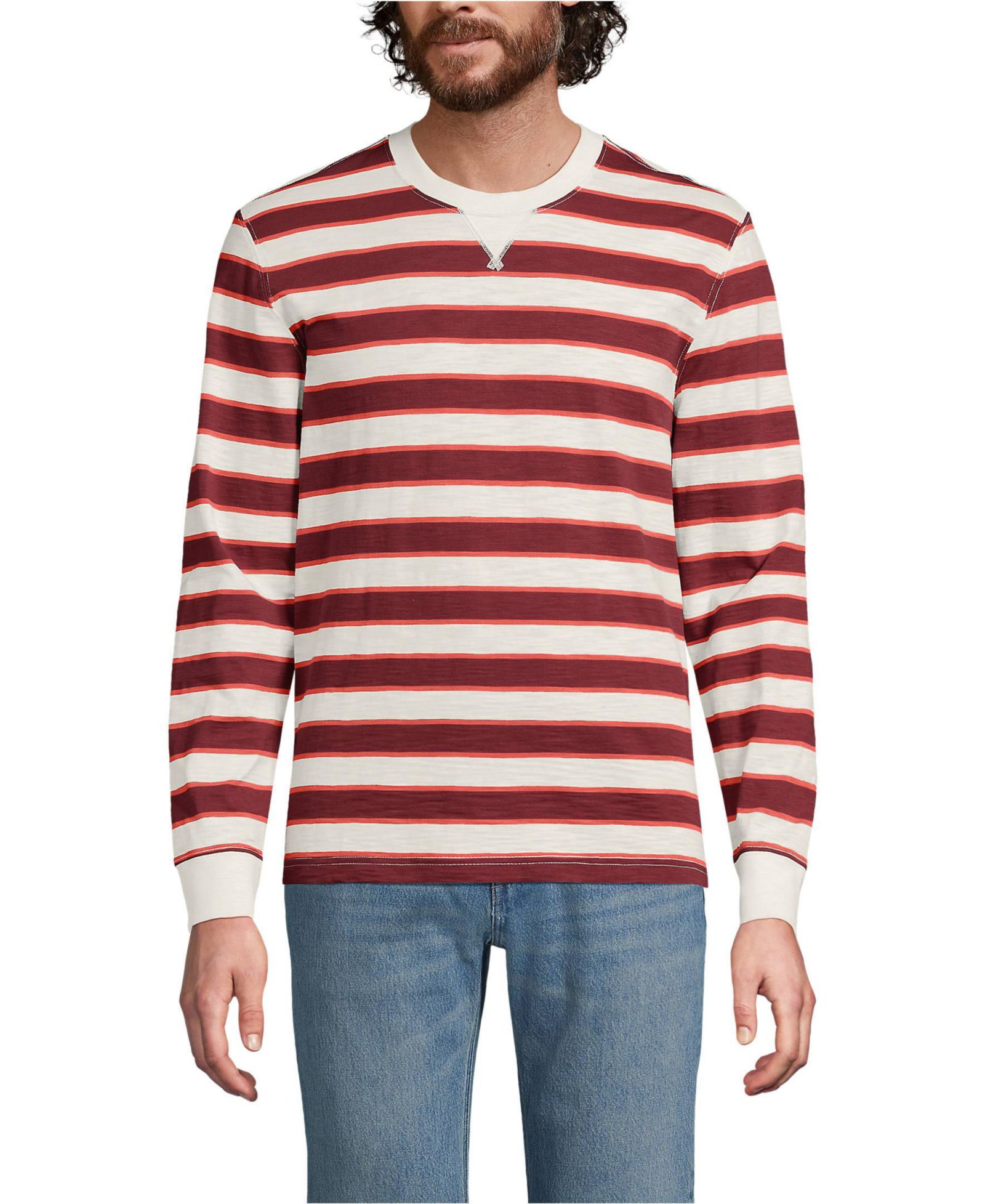 Мужская футболка Lands' End Long Sleeve Slub Crew, с длинным рукавом