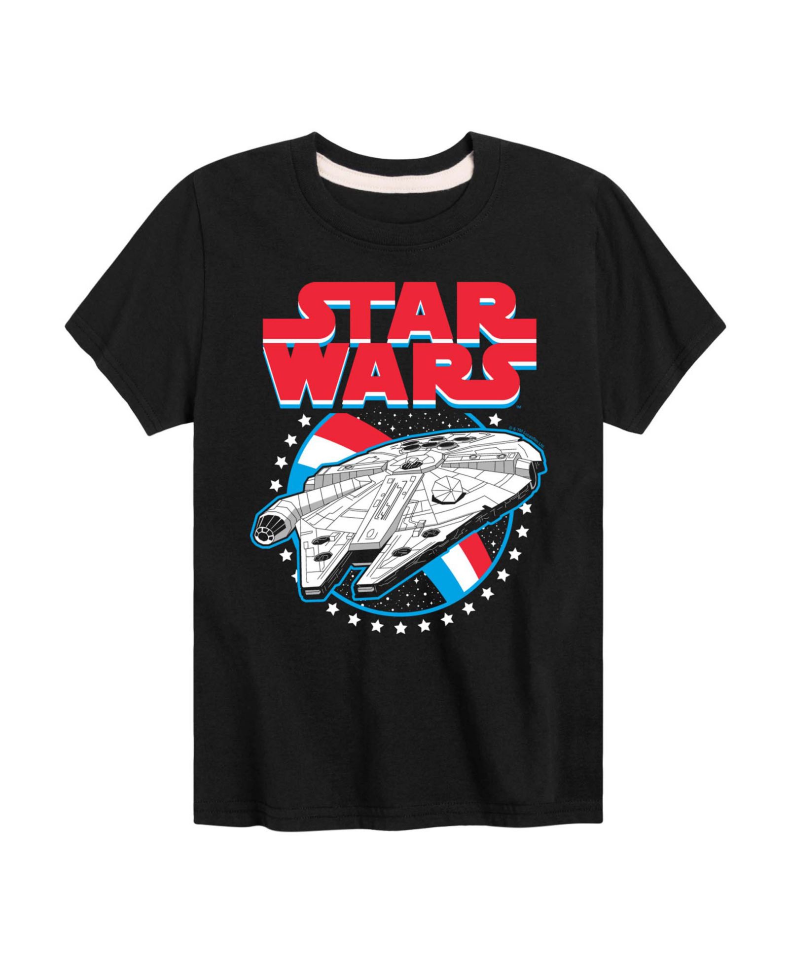 Star Wars Boys' 8-20 Millennium Falcon Americana Short-Sleeve Graphic T-Shirt