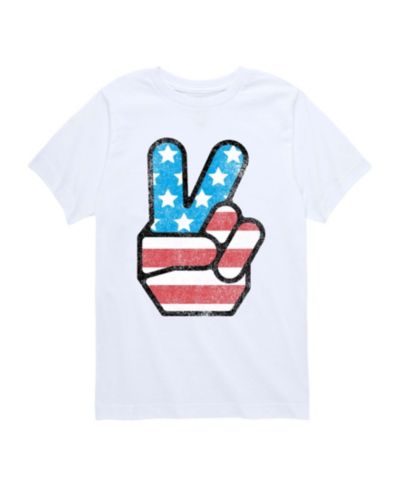 Детская футболка Hybrid Boys' Toddler 2T-5T USA Flag Peace Short-Sleeve Graphic