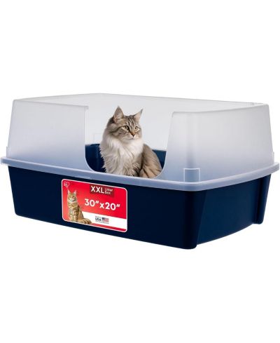 IRIS XX-Large Side Entry Cat Litter Box Open Top with High-Sided Scatter Shield, Easy to Clean