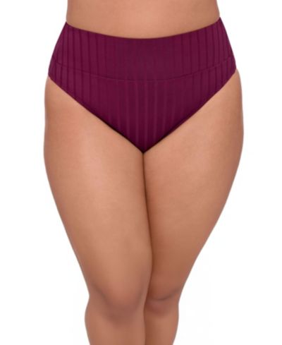 S3 Apparel Women's Smoothing and Sculpting Wide Ribbed Ultra High Waist Banded Swimsuit Bikini Bottoms