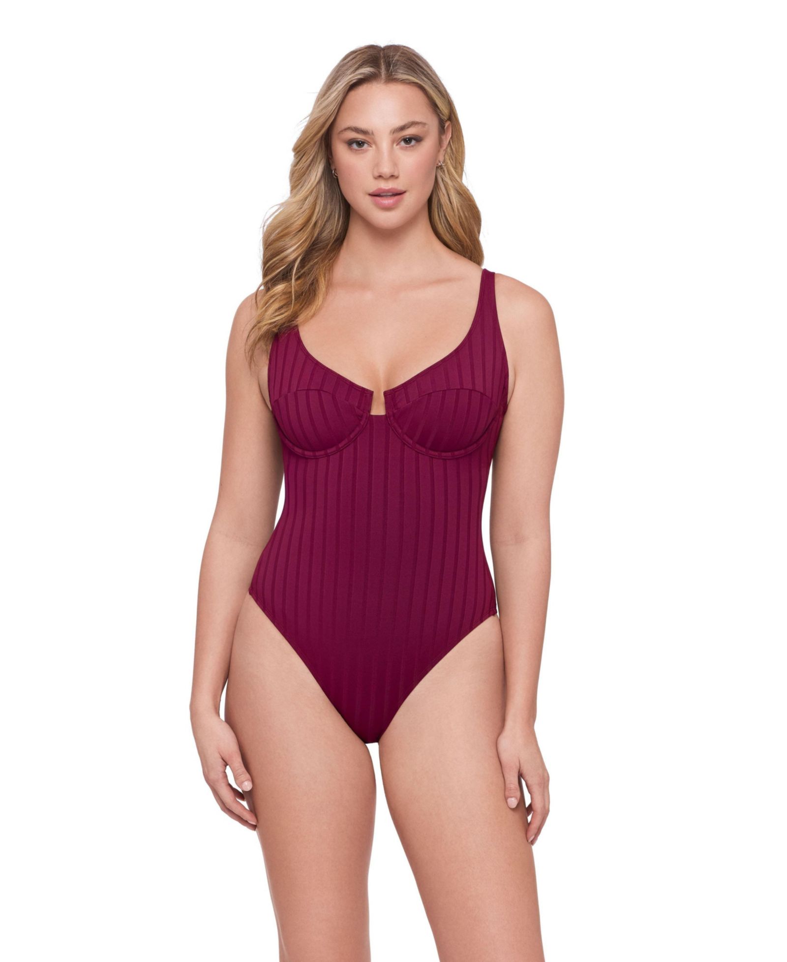S3 Apparel Женский Smoothing and Sculpting Wide Rib Scoop Neck Underwire One-Piece Swimsuit