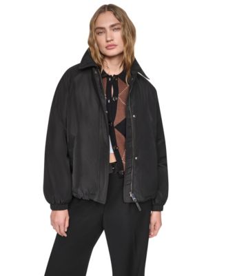 DKNY Women's Hooded Bubble Hem Rain jacket