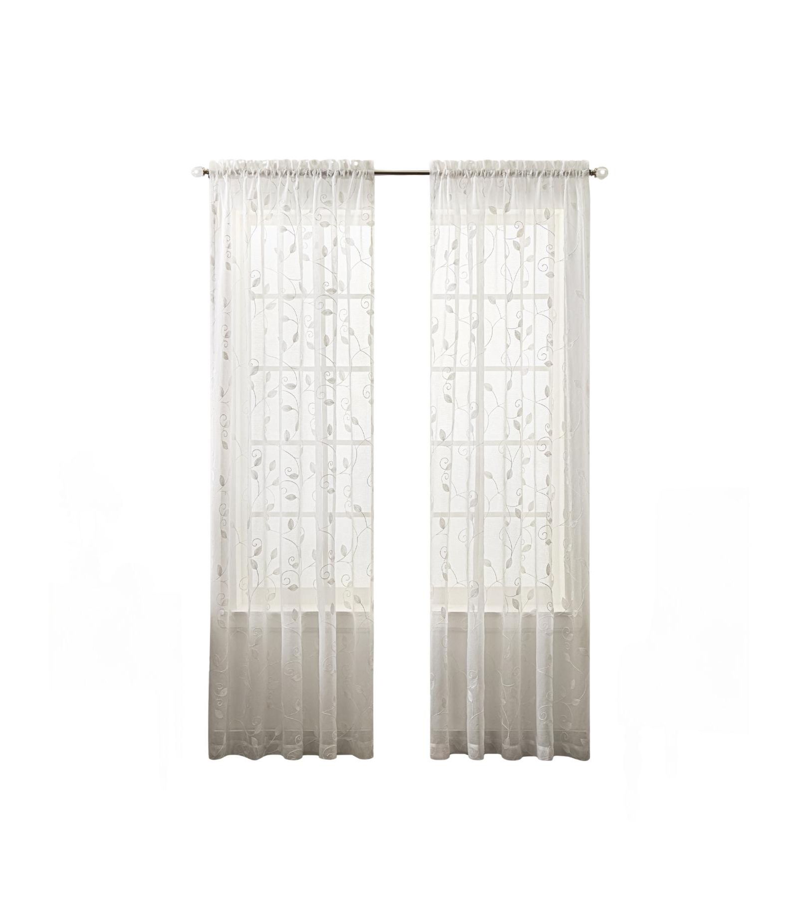 Ellis Curtain Chatham 100% Polyester Embroidered Sheer Rod Pocket Curtain Panel