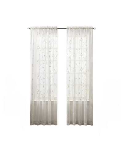 Ellis Curtain Chatham 100% Polyester Embroidered Sheer Rod Pocket Curtain Panel