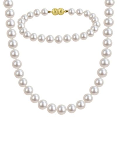 Набор из ожерелья и браслета Macy's 2-Pc. Cultured Freshwater Pearl (6-7mm) из 18k Gold over Sterling Silver