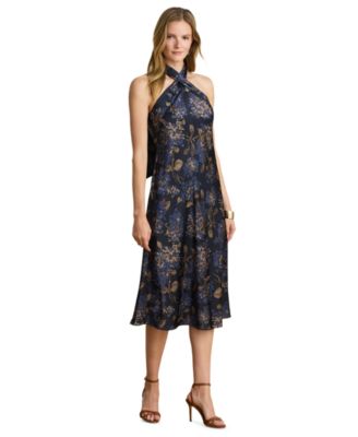 Lauren Ralph Lauren Women's Floral Tie-Neck Halter Cocktail Dress