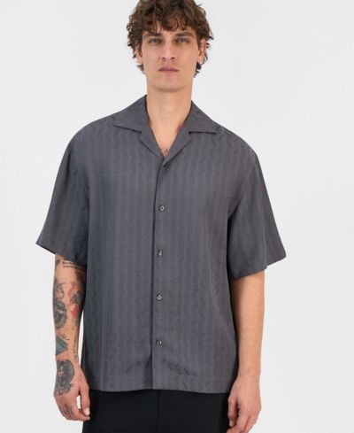 Hugo by Hugo Boss Men's Espino Tonal-Print Short-Sleeve Button Shirt