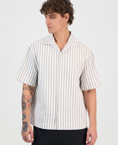 Hugo by Hugo Boss рубашка Espino из смесового хлопка в полоску