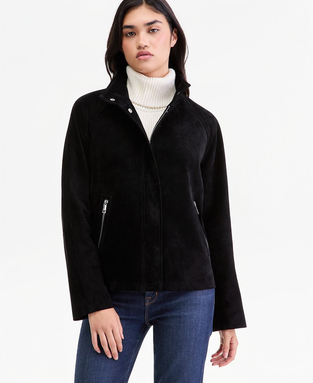 Calvin Klein Women's Petite Suede Zip-Up Jacket, Created for Macy's