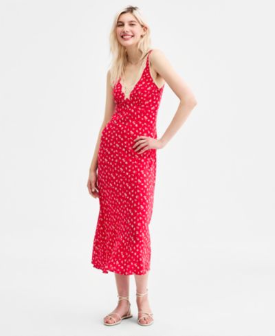 Lucky Brand Women's Simone Printed Lace-Trim Midi Dress