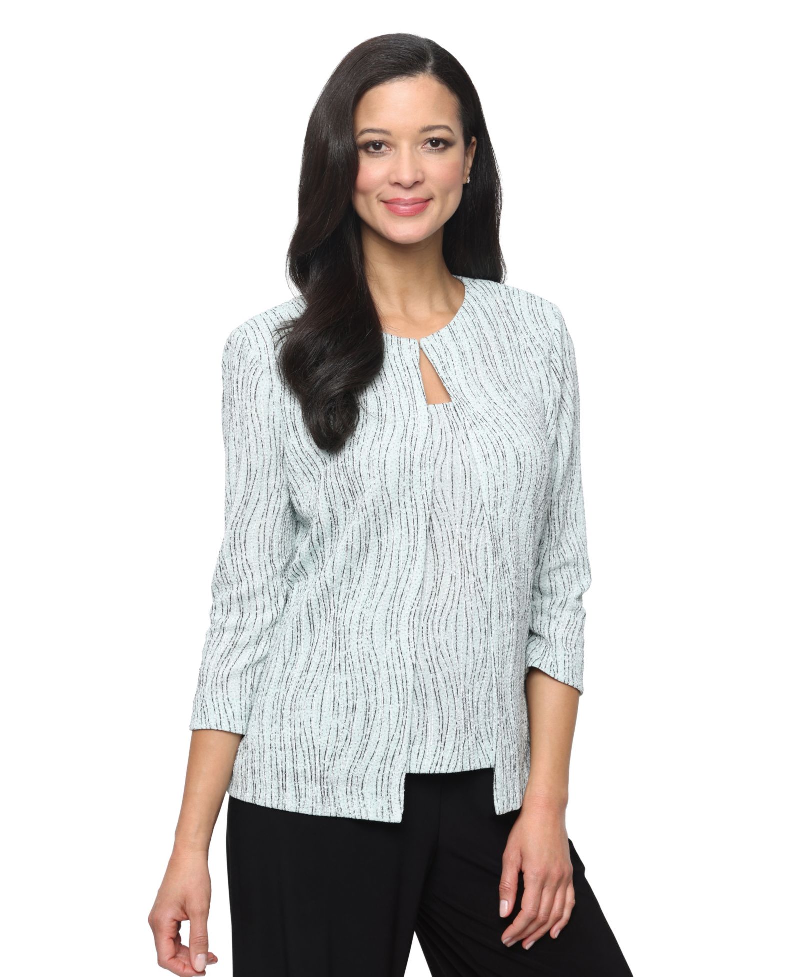 Alex Evenings Petite 3/4-Length-Sleeve Jacket and Scoop Neck Top, 2-Piece Set
