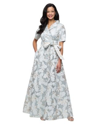 Alex Evenings Petite Short-Sleeve V-Neck Ball Gown