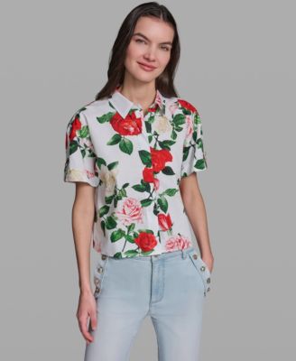 Мужская рубашка KARL LAGERFELD PARIS Printed Short-Sleeve Camp